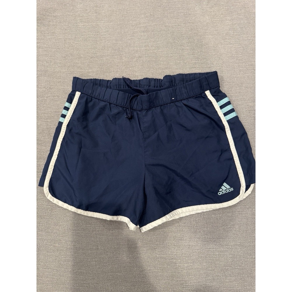 Vintage Adidas Shorts Womens Medium M Navy Blue 3-Stripe Track Shorts Y2K